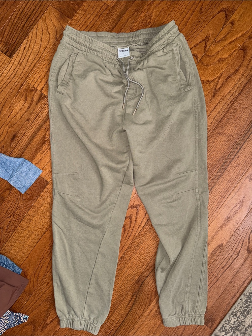 GYMSHARK Olive Green Drawstring Joggers for Men
